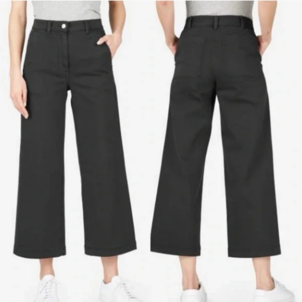 Everlane Wide Leg Cropped Black Jeans, Size 4